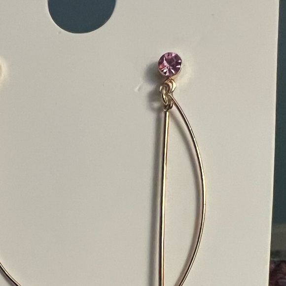 Forever 21 Pink & Gold Dainty Threader Earrings | Pink-Cut Bead Detail - Picture 2 of 4